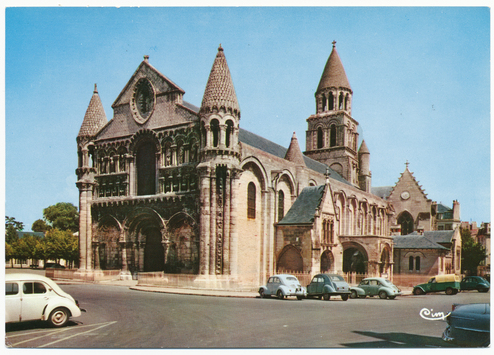 Vorschaubild Poiters: Notre-Dame La Grande, drucktechnisch kolorierte Postkarte, aus der Diakartei, CIM 